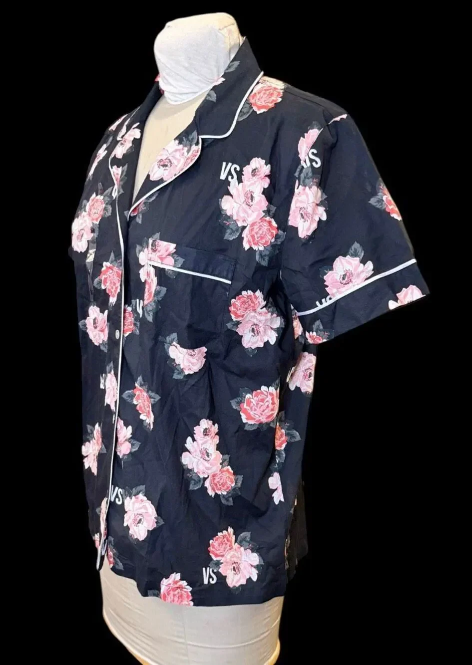NWT Victoria’s Secret Pajama Shirt Black Flioral